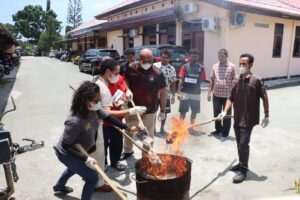 Satresnarkoba Polres Jayapura Gelar Pemusnahan Barang Bukti Ganja