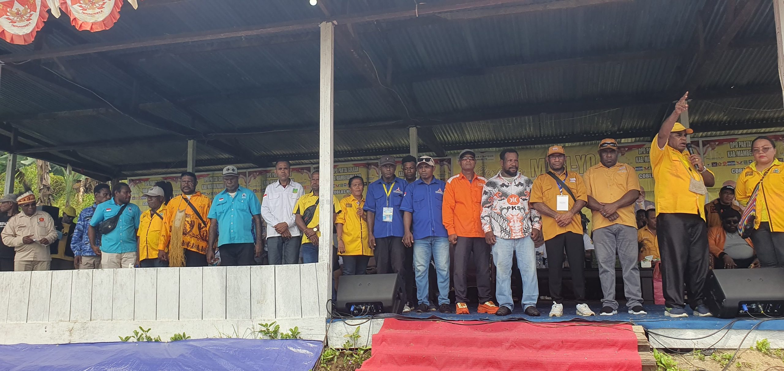 16 Pimpinan Partai Politik Kabupaten Mamberamo Raya yang juga Pengusung Pasangan Calon Gubernur dan Wakil Gubernur Provinsi Papua nomor urut 2 ( MARYO ) berkomitmen memenangkan PSU Pilgub Papua 6 agustus mendatang