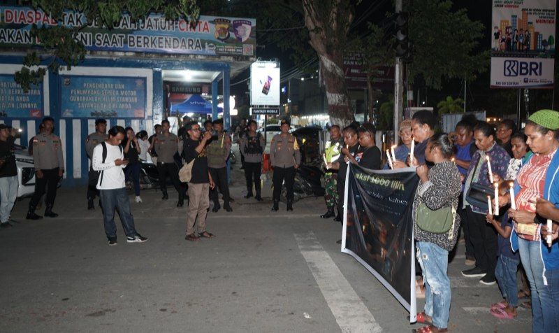 Polres Jayapura Kawal Aksi 1000 Lilin untuk Irene Sokoy