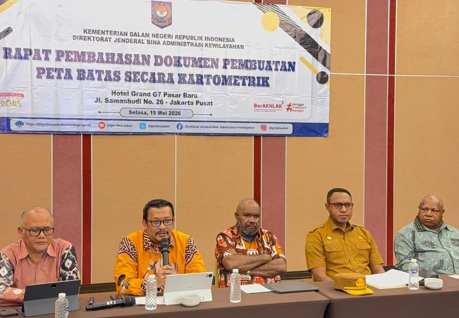 Pembahasan batas wilayah pemkab Yalimo dan Jayapura bersama Dirjen Bina Administrasi Wilayah Kemendagri di Hotel G7 Jakarta Pusat