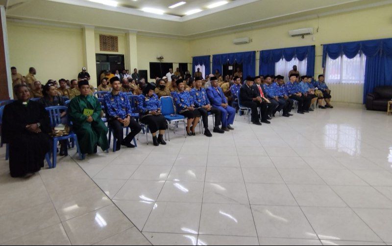 Suasana jelang pelantikan di aula lantai II Kantor Bupati Jayapura