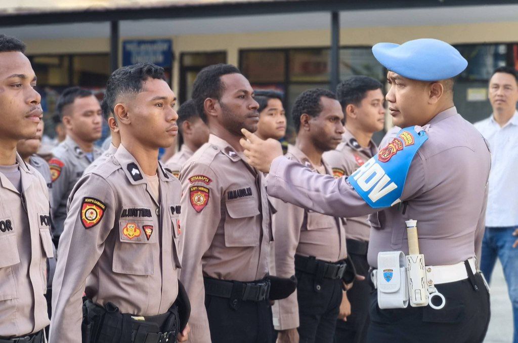 Gaktiblin Sipropam Polresta Jayapura saat Apel pagi